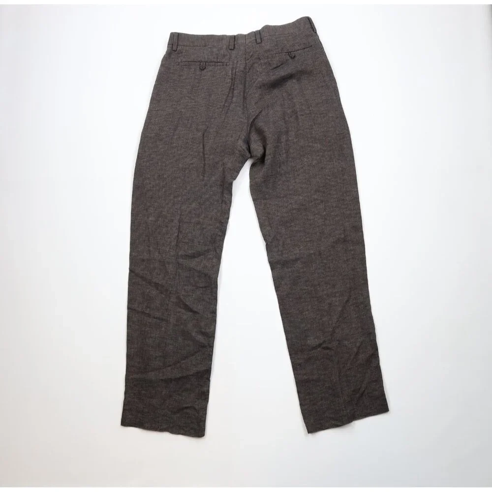 Vintage Y2K Banana Republic Mens 34x34 Faded Linen Pinstriped Wide Leg Pants